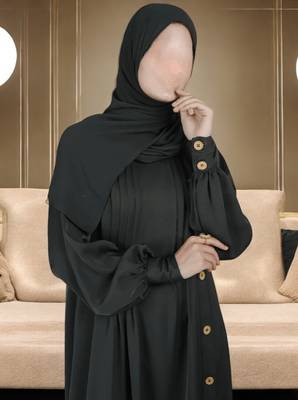 Beautiful Abaya in Firdaus Fabric with Pleats and Side Opening 4