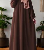 Flared A-Line Abaya with Elasticated Sleeves and Button Yoke