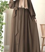Front Open Abaya with Zipper Opening Umbrella Flare and Matching Belt