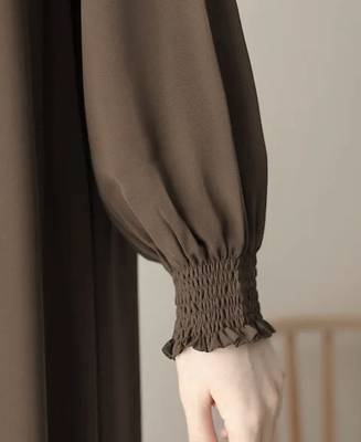 Front Open Abaya with Zipper Opening Umbrella Flare and Matching Belt 6