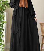 Front Open Abaya with Zipper Opening Umbrella Flare and Matching Belt