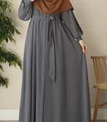 Front Open Abaya with Zipper Opening-Umbrella Flare and Matching Belt