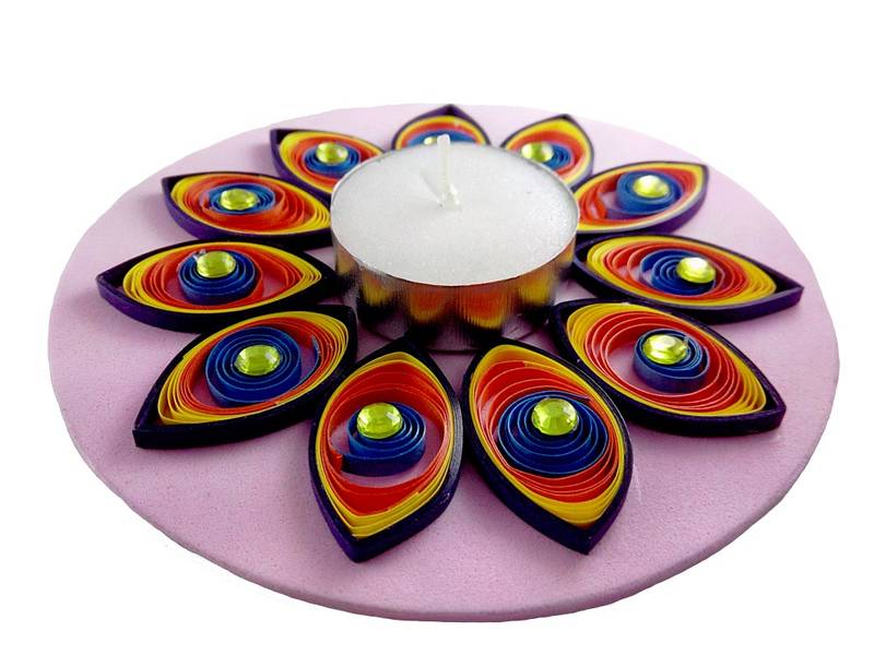 Hand Made paper quilling floating Diwali Diya - Enrivonment Friendly