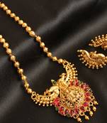 Divine antique traditional lakshmi pendant long chain set