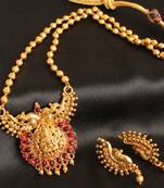 Divine antique traditional lakshmi pendant long chain set