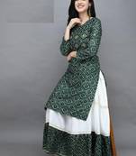 Traditional rayon fabric bandhej printed kurta with skirt