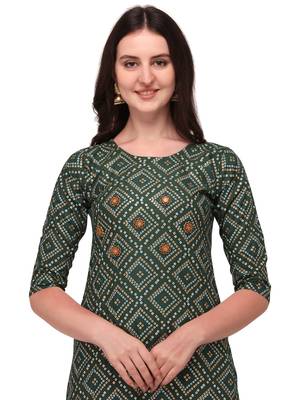 Traditional rayon fabric bandhej printed kurta with skirt 5