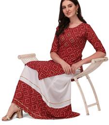 Traditional rayon fabric bandhej printed kurta with skirt