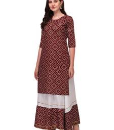 Traditional rayon fabric bandhej printed kurta with skirt