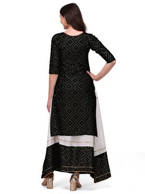Traditional rayon fabric bandhej printed kurta with skirt 4