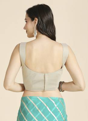 Turquois Kota Leheriya Organza Saree With Shimmer Unstitch Blouse 6