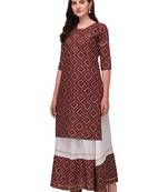 Traditional rayon fabric bandhej printed kurta with skirt
