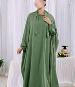 Designer Kaftan Abaya in Luxurious Firdaus Fabric with Elasticated Sleeves and Attached Scarf