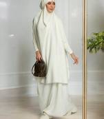 White Nida Plain Two Piece Jilbab Set