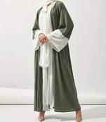 Dual-Color Cardigan Abaya Dress with Kimono Sleeves Contemporary Elegance Meets Classic Comfort