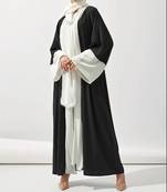 Dual-Color Cardigan Abaya Dress with Kimono Sleeves Contemporary Elegance Meets Classic Comfort