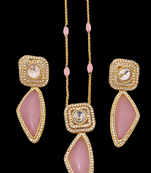 Pink real cz monalisa stones 21 inch chain beautiful jewellry set