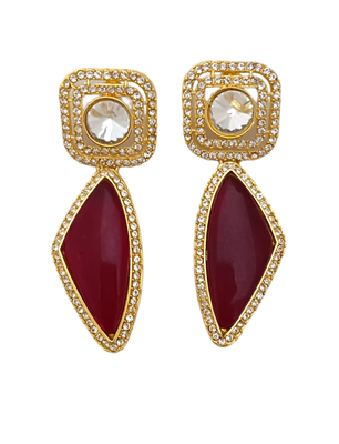 Maroon real cz monalisa stones 21 inch chain beautiful jewellry set 3