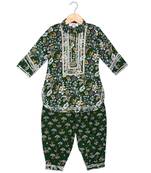 Aatya Kiids dark green rond neck kurti with afgani pant