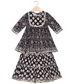Aatya Kiids black embellished 3 dori kurti with sharara