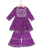 Aatya Kiids puple kurti with zari embroidery and sharara