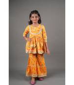 Aatya Kiids yellow gathered gota worked top with sharara