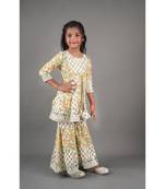 Aatya Kiids pastel green kurta with gota work and sharara