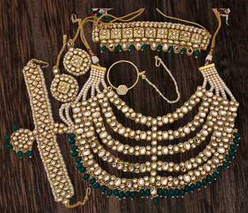Real cz polki kundan back meenakari indian bollywod style beautiful show wtopper bridal jewelllery set 1
