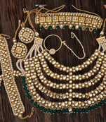 Real cz polki kundan back meenakari indian bollywod style beautiful show wtopper bridal jewelllery set