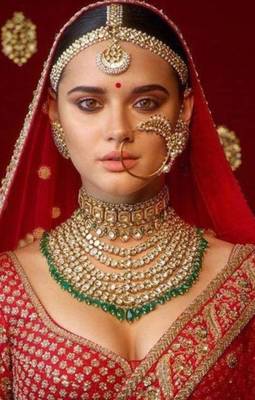 Real cz polki kundan back meenakari indian bollywod style beautiful show wtopper bridal jewelllery set 2