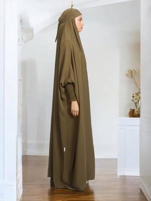 Elegant One Piece Jilbab in Luxurious Firdaus Fabric with Smocky Sleeves and Attached Mouthpiece 5