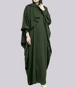 Elegant Abaya Kaftan in Nida Satin Fabric with Cuff Sleeves and Zipper Opening