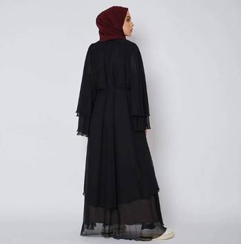 Brown and Black Georgette Plain Abaya 2