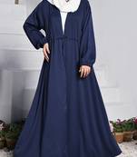 Three Pieces Abaya Set with White Nida Satin Sleeveless Inner, Premium Fabric Open Abaya, and White Hijab