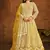 Designer yellow net embroidery anarkali suit