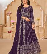 Designer wine geoegette embroidery anarkali suit