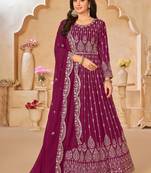 Designer purple geoegette embroidery anarkali suit