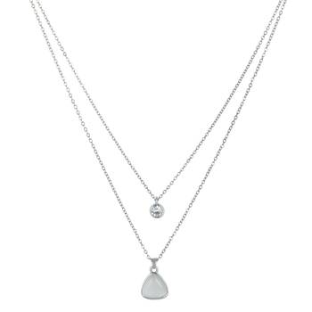   rhodium-plated star shaped cz studded layered chain necklace 5