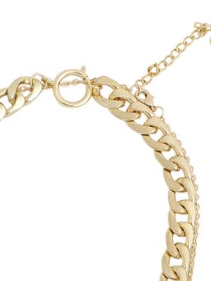 Dual layered bold link snake drop gold-plated necklace 4