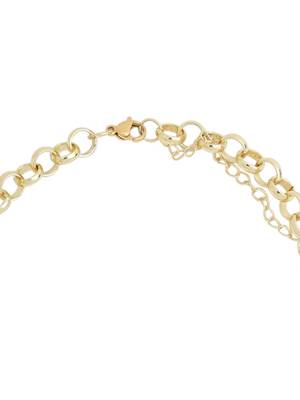 Pearl studded designer leaf link gold-plated necklace 4