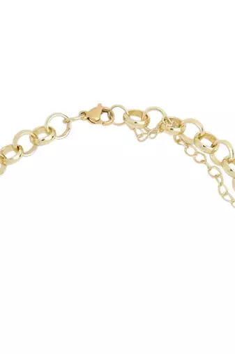 Pearl studded designer leaf link gold-plated necklace