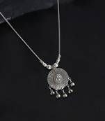 Women silver oxidized ganpati temple pendant set