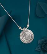 Women stylish boho silver plated oxidised long chain pendant