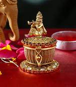 24ct gold-plated lord krishna kumkum box