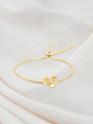 Women gold plated flower design adjustable bracelet 1