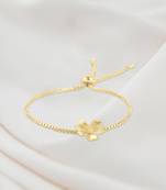 Women gold plated flower design adjustable bracelet