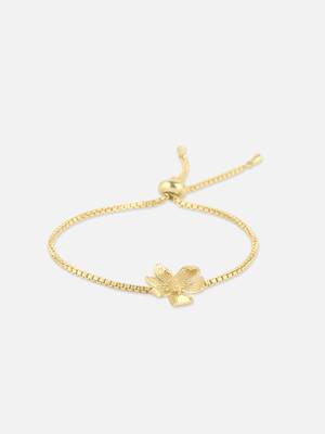 Women gold plated flower design adjustable bracelet 3