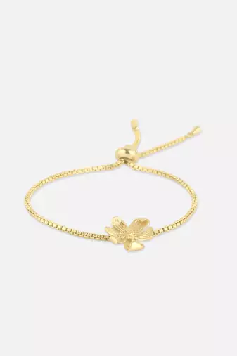 Women gold plated flower design adjustable bracelet