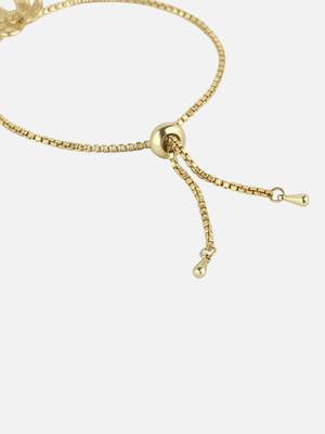 Women gold plated flower design adjustable bracelet 4