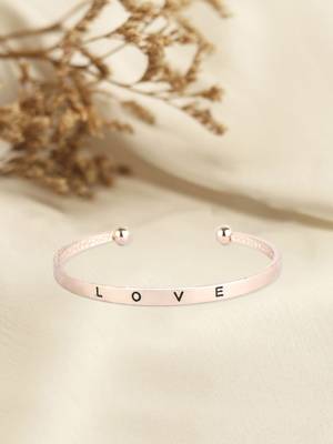Women gold plated love printed openable bracelet 1